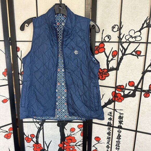Peter Millar Womens Vest Blue Reversible Puffer Quilted Golf Size S Pockets - Picture 7 of 9